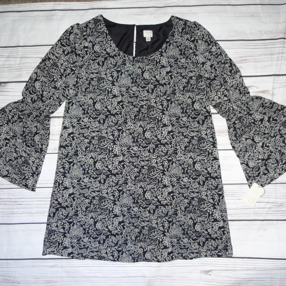 A New Day Floral Tunic Top, Bell Sleeves